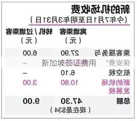 新加坡签证费用